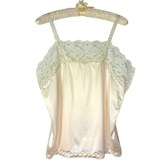 1950's Camisole Opalaire L‎ Ivory Lace Cami Fairy Dainty Coquette Retro Nylon - Picture 1 of 7